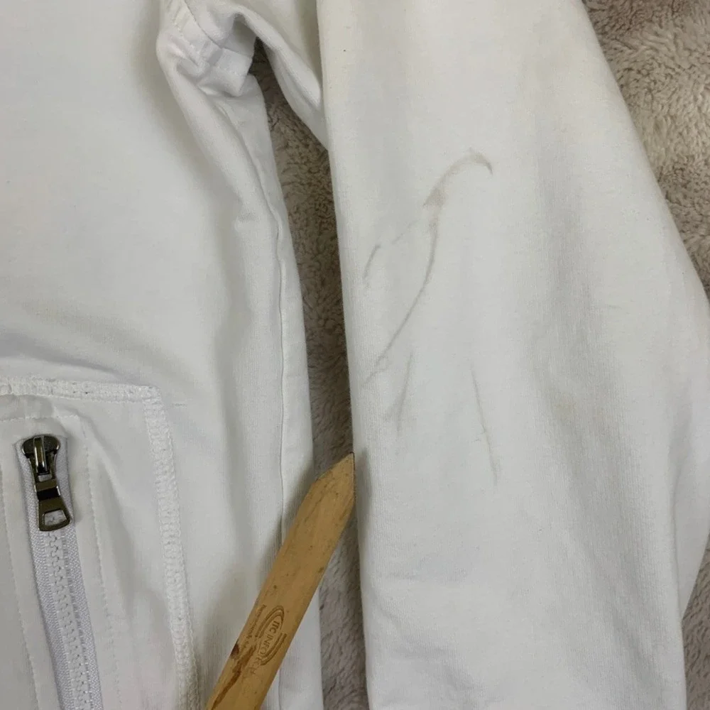 Patrick Assaraf Mens Full Zip Track Jacket‎ Large Pima Cotton White Lightweight